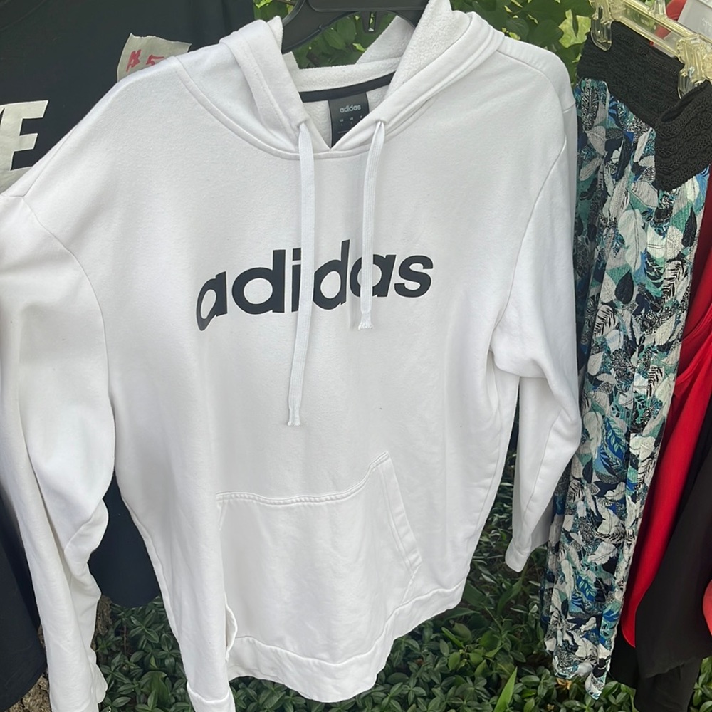 Large White Adidas Hoodie